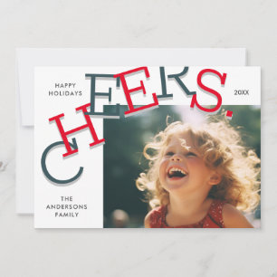 COLORFUL CHEERS! Simple Holiday Photo Christmas  Card