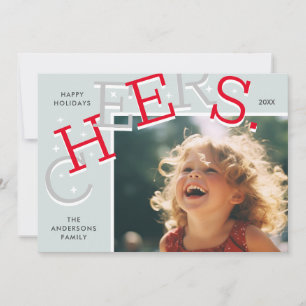 COLORFUL CHEERS! Simple Holiday Photo Christmas  Card