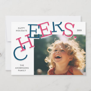 COLORFUL CHEERS! Simple Holiday Photo Christmas  Card