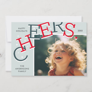COLORFUL CHEERS! Simple Holiday Photo Christmas  Card