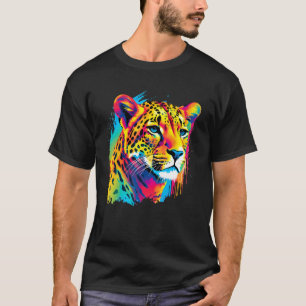 Colorful Cheetah Face Animal Print Big Cat Wildlif T-Shirt