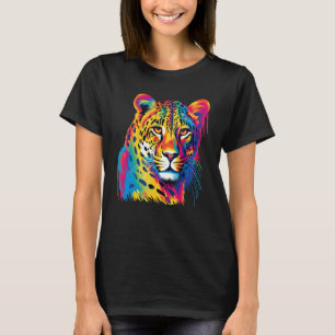 Colorful Cheetah Face Animal Print Big Cat Wildlif T-Shirt