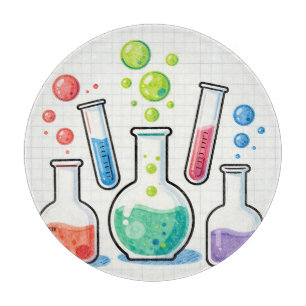 Colorful Chemistry Lab Glassware Cutting Board