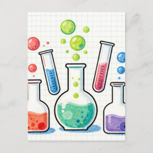 Colorful Chemistry Lab Glassware Postcard