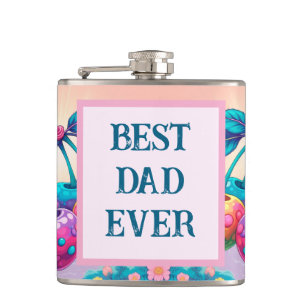 Colorful cherry with Best Dad Ever Hip Flask