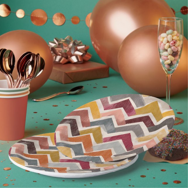 Colorful Chevron Paper Plate (Multi)
