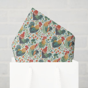 Colorful Chicken Art Pattern Background Tissue Paper