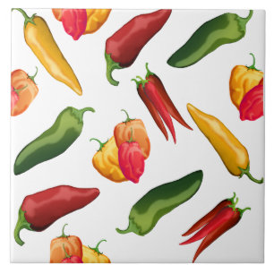 Colorful Chili peppers Tile