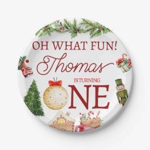 Colorful Christmas 1st birthday Paper Plate