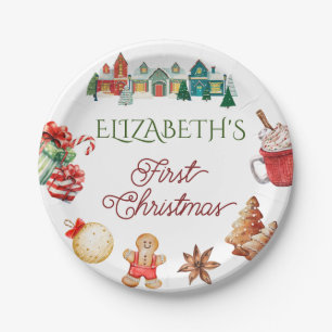 Colorful Christmas 1st birthday Paper Plate