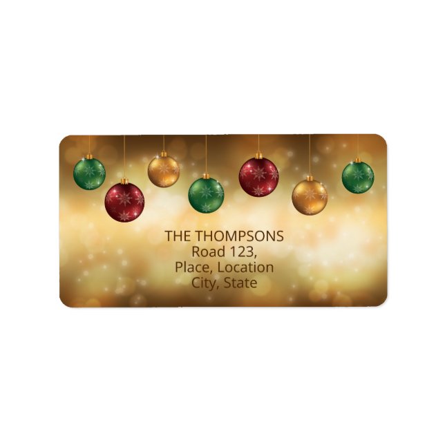 Colorful Christmas Baubles With Custom Text Label (Front)