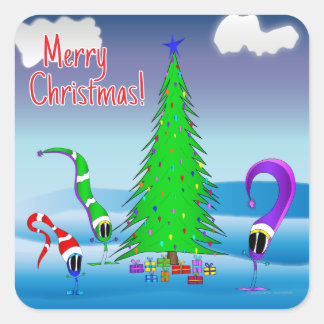 Colorful Christmas Cartoon Square Sticker