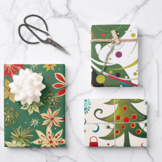 Colorful Christmas Festive Classic Wrapping Paper Sheet