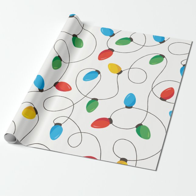 Colorful Christmas Light Strings Wrapping Paper (Unrolled)