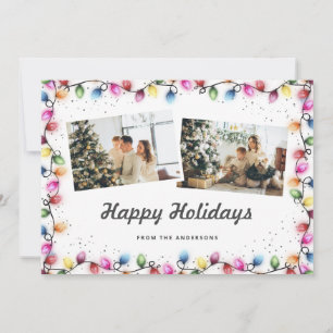 Colorful Christmas Lights 2 Photo Holiday Card
