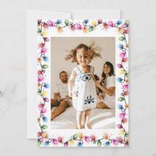 Colorful Christmas Lights Photo Holiday Card