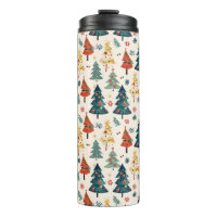 Colorful Christmas Pine Trees Seamless Pattern