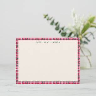 Colorful Christmas Plaid Border Personalized Name Card