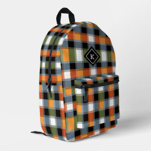 Colorful Christmas Plaid Pattern Monogram Printed Backpack