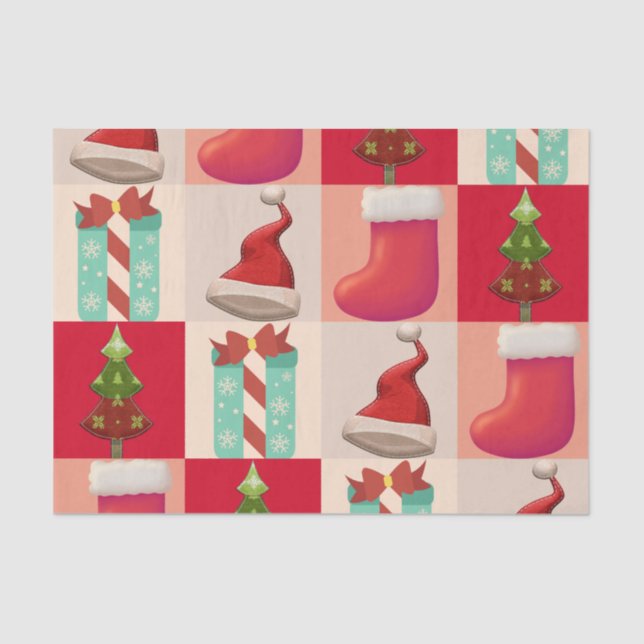 COLORFUL CHRISTMAS PRESENTS SANTA CANDY  TREE TISSUE PAPER (Front)