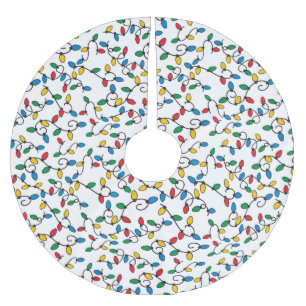 Colorful Christmas String Light Bulbs Pattern Brushed Polyester Tree Skirt