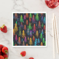 Colorful Christmas Tree Glow In Dark Forest