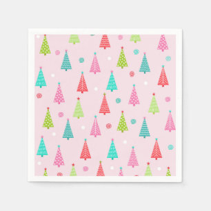 Colorful Christmas Tree Holiday Paper Napkin