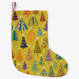 Colorful christmas trees seamless pattern backgrou small christmas stocking