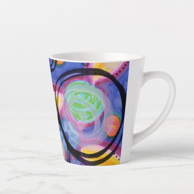 Colorful Circle Doodle Design Latte Mug (Right)