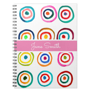 Colorful circle rainbow watercolor notebook