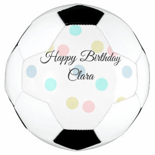 Colorful circle shape happy birthday add name text soccer ball