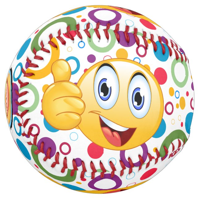Colorful Circles and Happy Emojis Softball (Front Left)