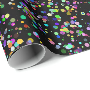 Colorful circles bubbles on black unique pattern wrapping paper