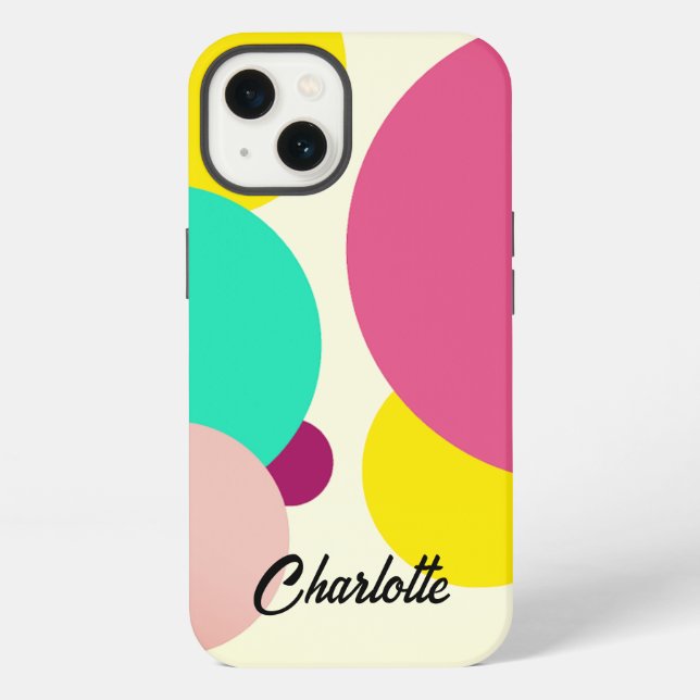 Colorful Circles Custom Name iPhone Case (Back)