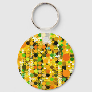Colorful Circles Dots in Yellow Key Ring
