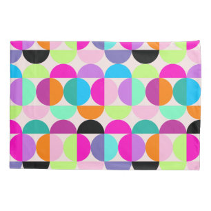 Colorful Circles Mid Century Modern Geometric Pillowcase