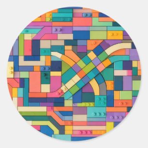 Colorful Circuitry Classic Round Sticker