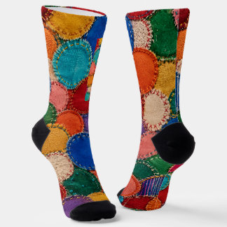 Colorful Circular Patchwork Sock Design