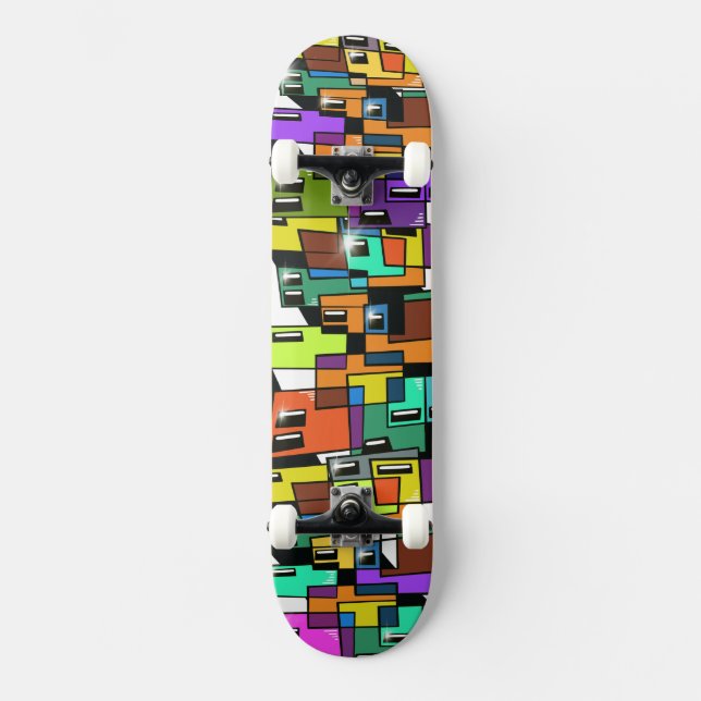 Colorful Cityscape Skateboard Deck (Front)