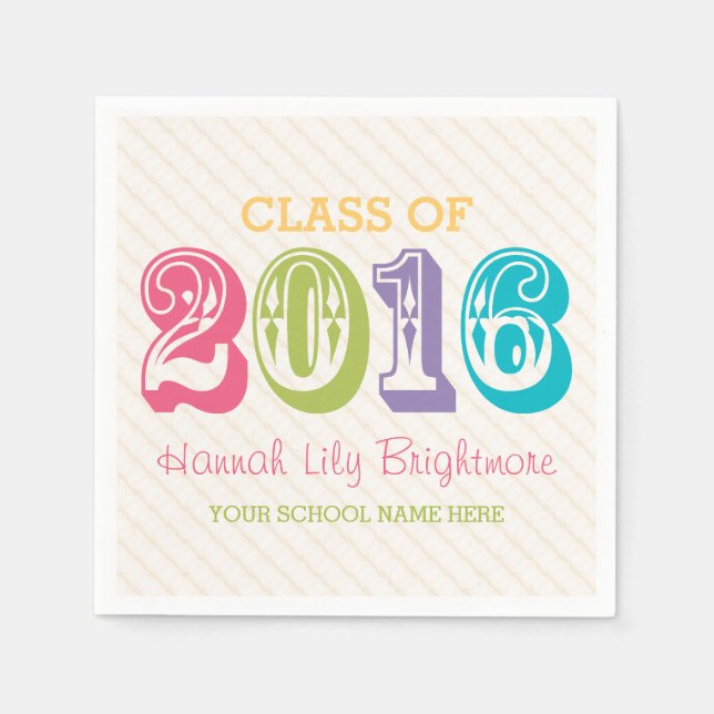 COLORFUL Class of 2016 GRADUATION Napkin (Front)