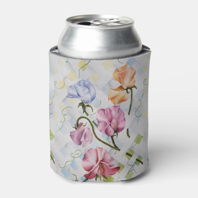 COLORFUL CLIMBING SWEET PEA FLOWERS PARTY CAN COOLER (Can Front)