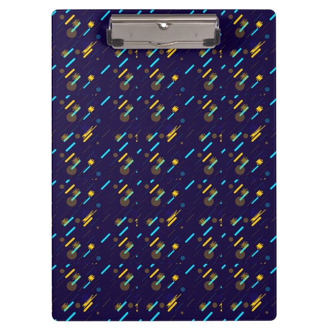 Colorful clipboard featuring a dark blue backgroun (Front)