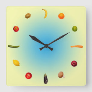 Colorful Clock with vegetables and fruits