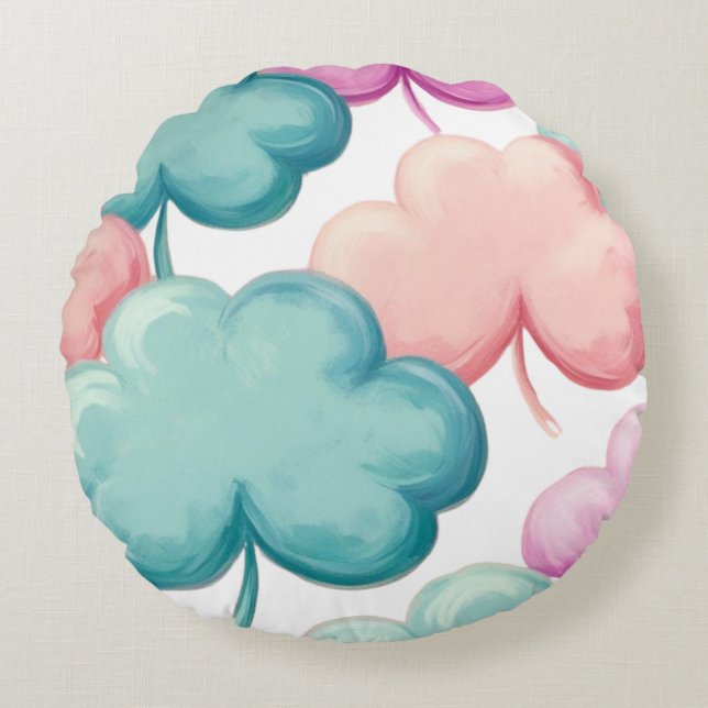 Colorful Clovers Round Cushion (Front)