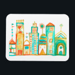 Colorful Clown Town Whimsical Village Magnet<br><div class="desc">Decorate your kitchen with this cool and colorful magnet. Makes a great housewarming or anniversary gift! You can customize it and add text too. Check my shop for lots more colors and patterns plus matching kitchen stuff like mugs,  placemats and tablecloths!</div>