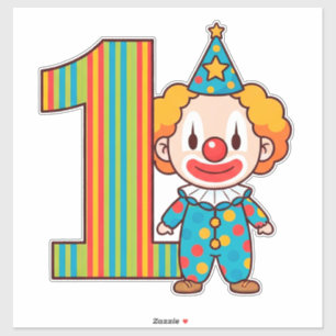 Colorful Clown With Rainbow Number