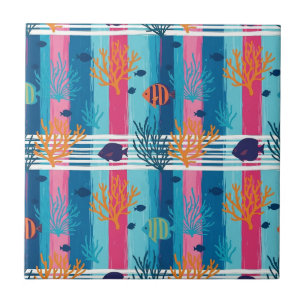 Colorful Coastal Sea Life Pattern (11) Tile