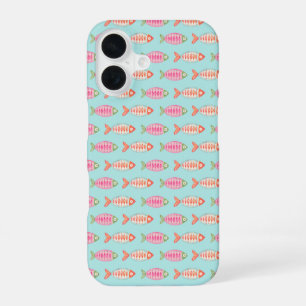 Colorful Coastal Summer Fish Pattern iPhone 16 Case