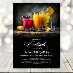 Colorful Cocktails Birthday Party Invitation