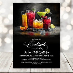 Colorful Cocktails Birthday Party Invitation